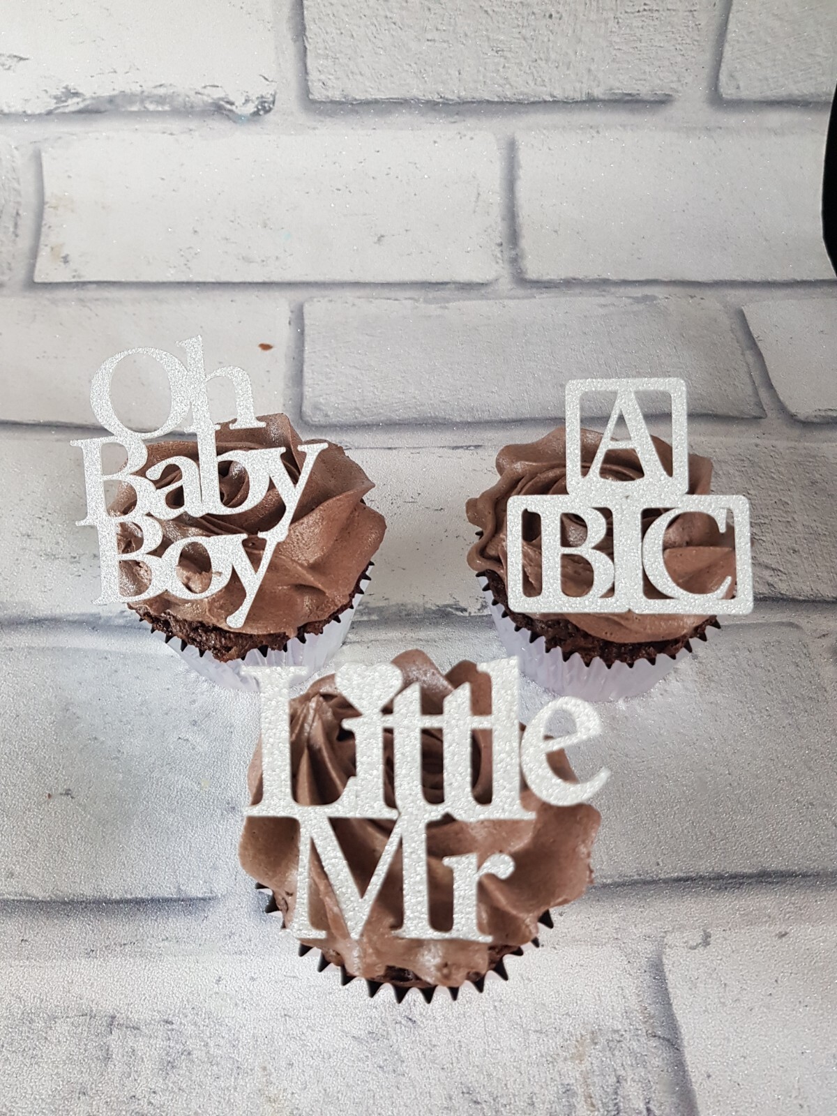 6 Little Mr , Oh Baby Boy And Building Blocks Cupcake Toppers , Babyshower , New