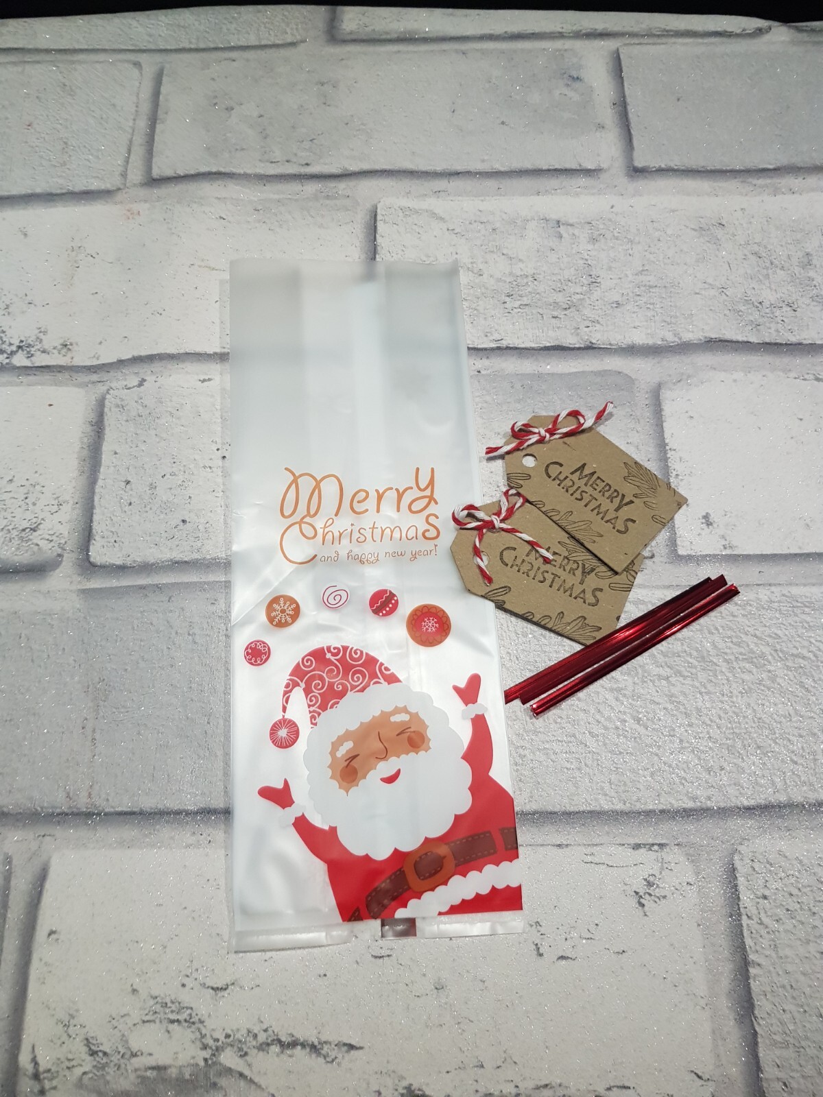 25 Gift Bags In Father Christmas Design . Tags L Ties , Cookies , Sweets Soaps