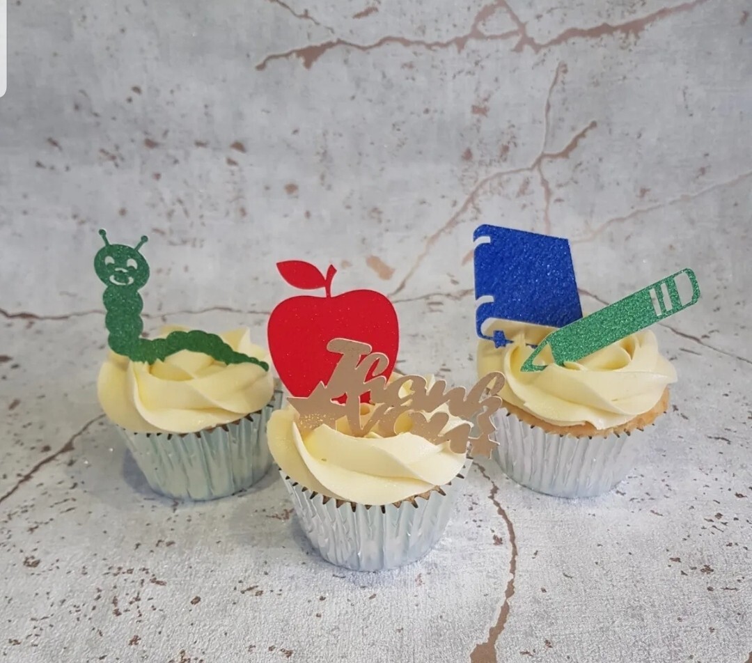 5 variety Pack Of Thank You Teacher Cupcake Toppers