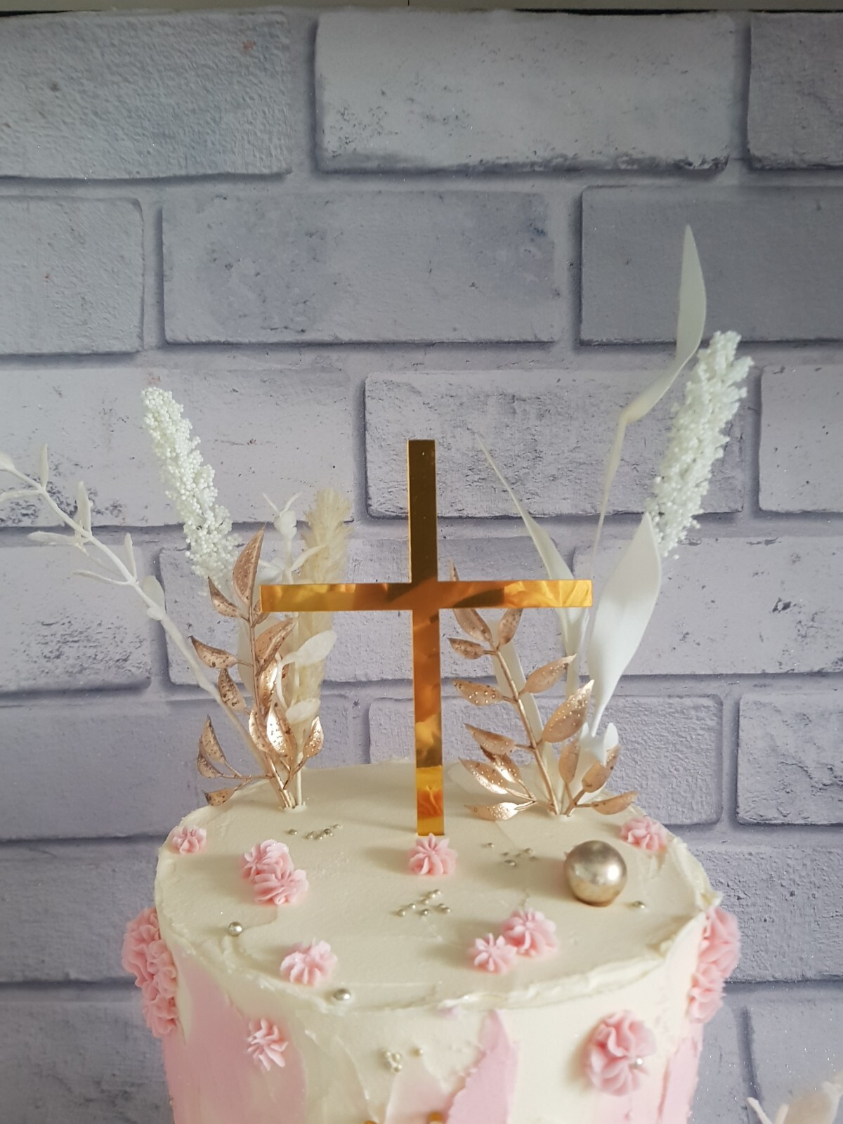 Gold / Silver acrylic Large Cross Cake Topper