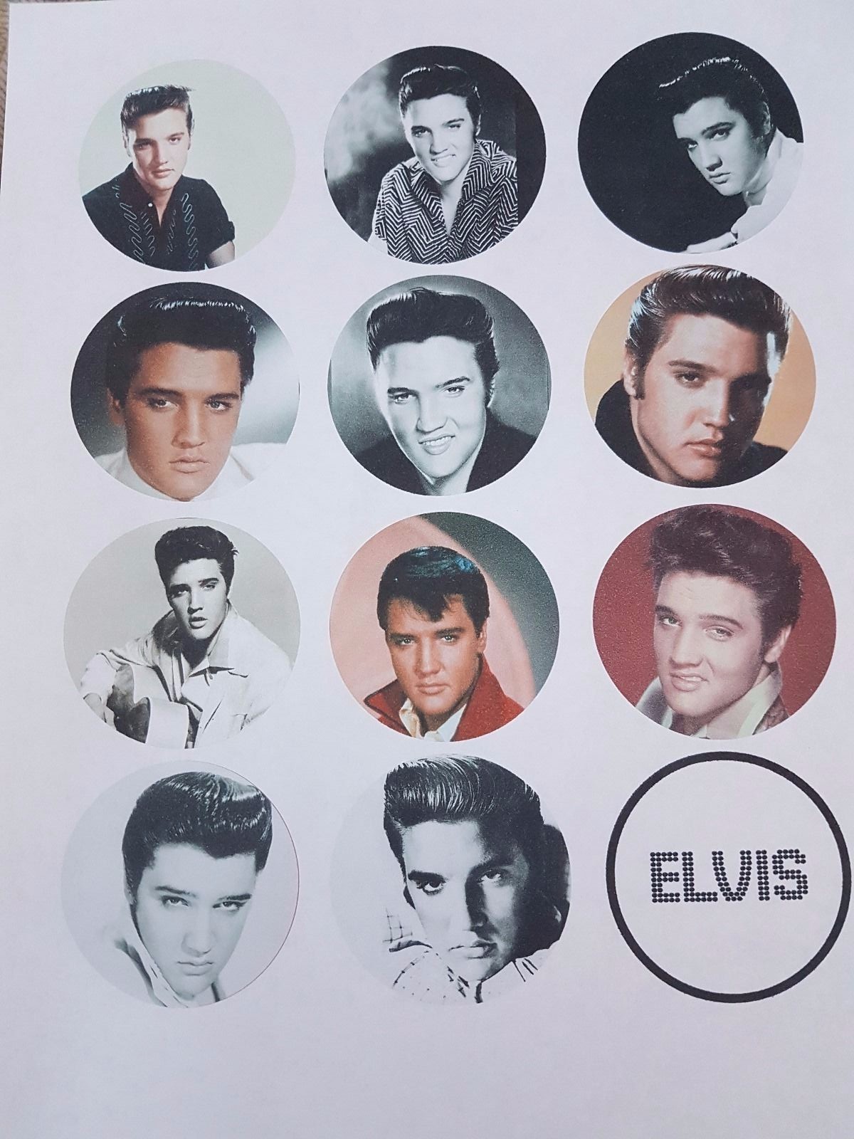 12 Elvis Presley edible icing print cupcake toppers