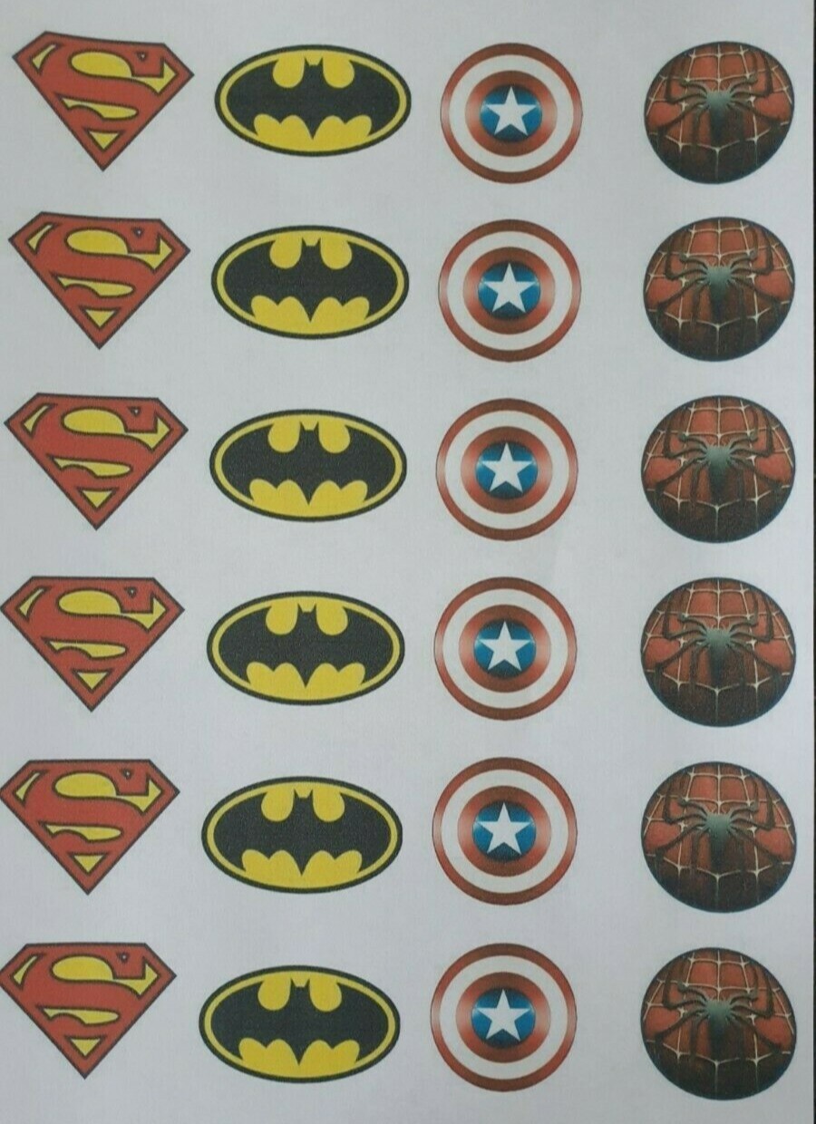 24 marvel edible print icing toppers for cupcakes