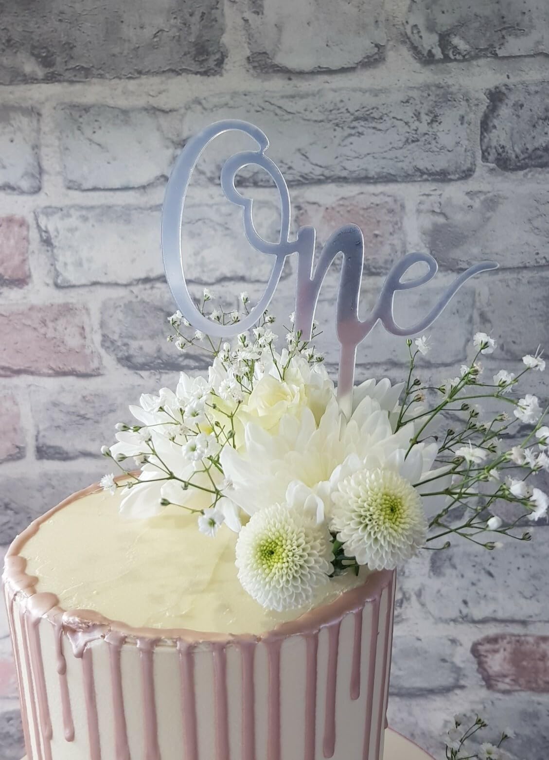 Silver Acrylic Mirror Effect Number One Cake Topper, Birthday, Anniversary, 15 cm Height