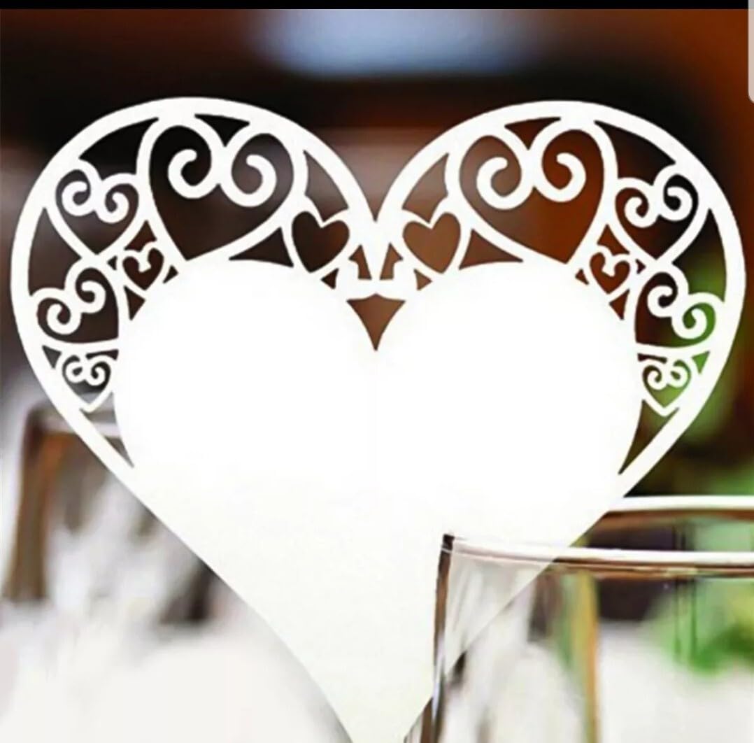 Heart Filigree Place Cards, Wedding, White, Cardstock, 25 Count